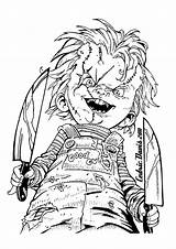Coloring Halloween Chucky Pages Adult sketch template