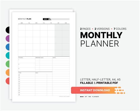bill tracker monthly planner printable desk calendars important