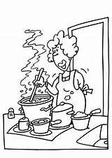 Coloring Cooking Pages Clipart Cook Kitchen Library Mom sketch template