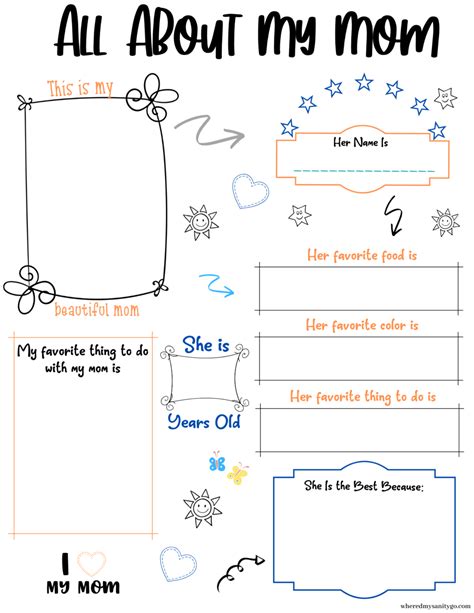 mom  printable mothers day page