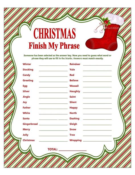 christmas finish  phrase printable christmas party game etsy