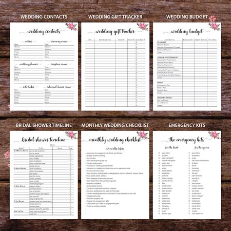 wedding planner printable wedding binder printables wedding etsy