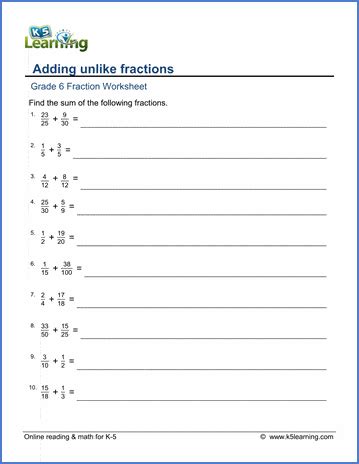 math worksheets  denominators alyssamilanoblog smileav