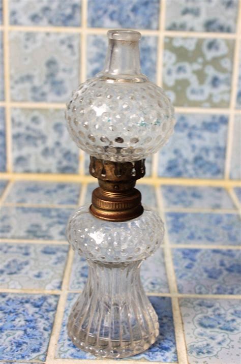 lovely vintage small oil lamp clear hobnailhobnob bubble kerosene