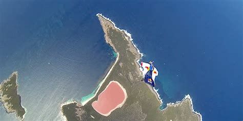 Wingsuit Flying Over Pink Lake In Australia Because Sure