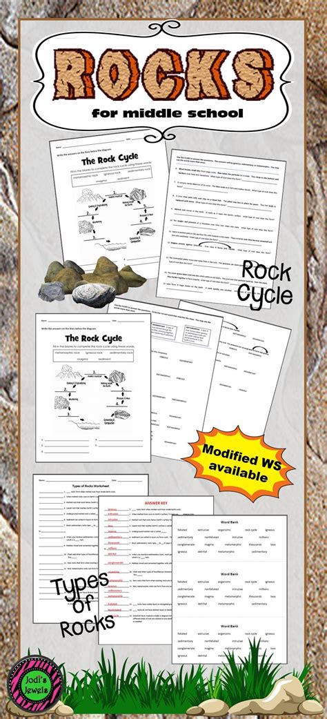 add worksheets  types  rocks   rock cycle   earth