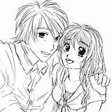 Coloring Anime Pages Couple Couples Cute Kissing Drawing Sketch Emo Color Hugging Drawings Print Manga Cuddling Printable Getcolorings Template Fresh sketch template