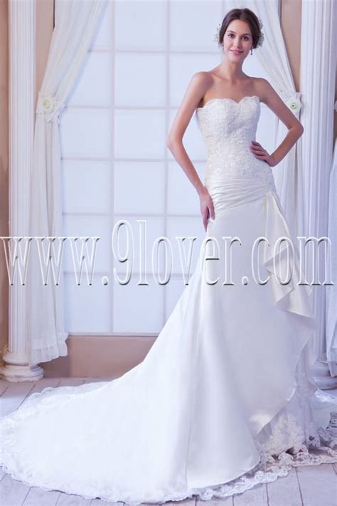 Flattering Satin Sweetheart A Line Floor Length Wedding Dress Img 7836