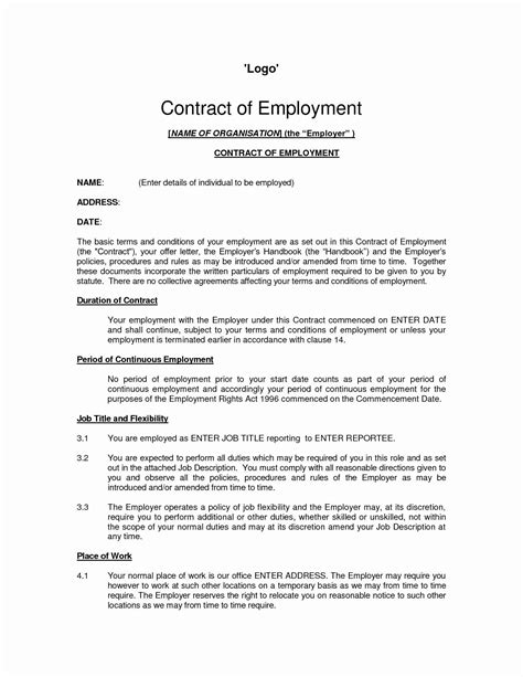 simple employment contract template  awesome basic employment contract template