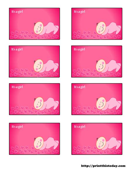 printable girl baby shower labels