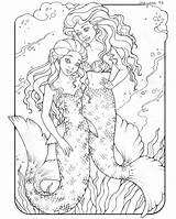 Mermaids Realistic Sirena Sheets Zeemeermin Ariel Detailed Pintar Sirenita Sirenas H2o Ius sketch template