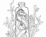 Bottled Kitsune Mythical Creature Lovers Printable sketch template