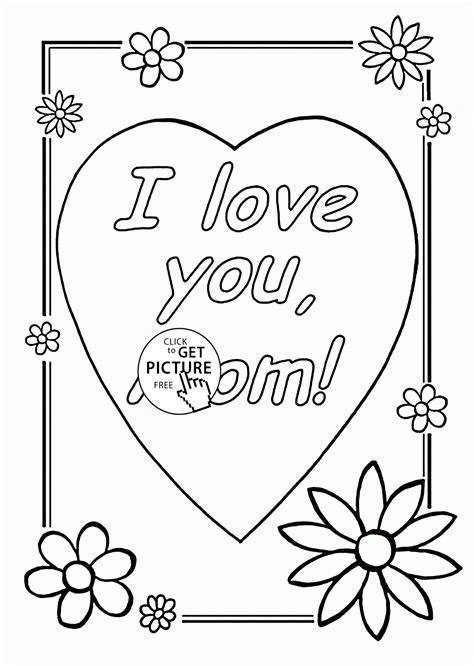 love  mom mothers day coloring page  kids coloring pages