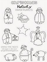 Nativity Puppets Paper Printables Coloring Story Color Pages Children Crafts Christmas Kids Colouring Clipart Springtimetreats Excited Version Spring Time Doodles sketch template
