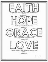 Coloring Faith Pages Hope Grace Sheets Color sketch template