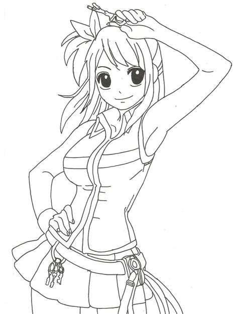 lucy heartfilia smiling coloring page  printable coloring pages