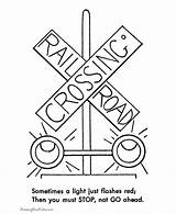 Train Coloring Pages Safety Railroad Trains Sheets Signs Track Color Crossing Lights Printable Signal Traffic Rail Light Activity Caboose Tracks sketch template