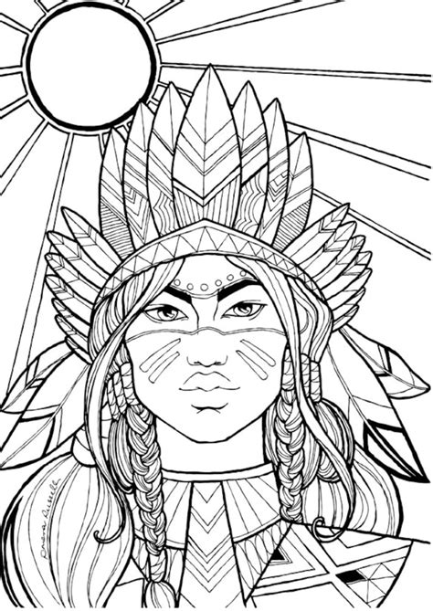 native american colouring page etsy