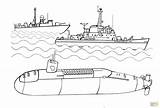Coloring Submarine Template Battleship sketch template