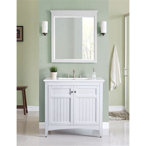 transitional bathroom vanity white finish  counter top