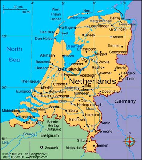 nederlandse steden kaart kaart van nederland met steden  west europa europa