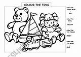 Toys Colour Worksheet Worksheets Preview Esl sketch template