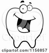 Tooth Character Happy Outlined Coloring Clipart Cartoon Vector Cory Thoman Grinning Mouth Bubbles Brush Smiling Holding sketch template