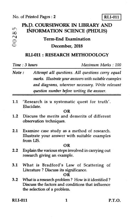 ignou rli  research methodology question paper   courses