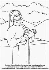 Sekolah Minggu Mewarnai Yesus Tuhan Alkitab Chrisanthana Memberi Makan Tokoh Roti Lima Ikan Ribu Ceria Berisi Disimpan sketch template