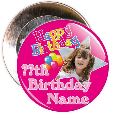 customisable pink birthday badge  badge