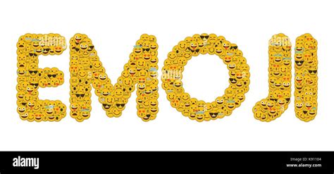 word emoji written  social media emoji smiley characters stock
