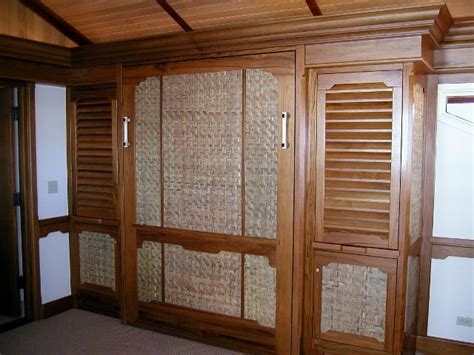 fold  murphy bed solid teak  bamboo accents
