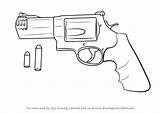 Revolver Draw Bullets Drawing Pistols Step Weapons sketch template