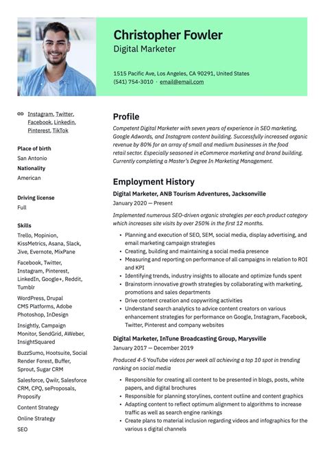 marketing resume examples guides  pdfs