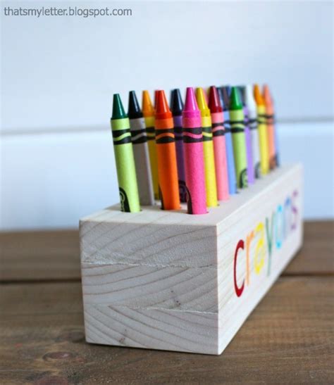 easy scrap wood crayon  pencil block holder ana white