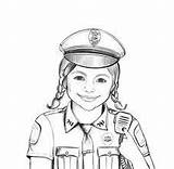 Police Coloring Pages Drawing Woman Women Girl Policeman Color Officer Female Scout Kids Officers Adults Hat Search Daisy Crafts Respect sketch template
