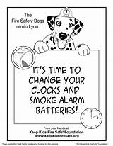 Coloring Change Time Safety Fire Smoke Alarm Clocks Batteries Pages Kids Daylight Sparkles Dog Safe Savings Alarms Donation Excited Czech sketch template