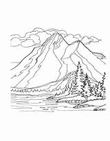 Mountains Scenery Malvorlagen Bestcoloringpagesforkids Berge Leicht Tiere Erwachsenen Coloringfolder sketch template