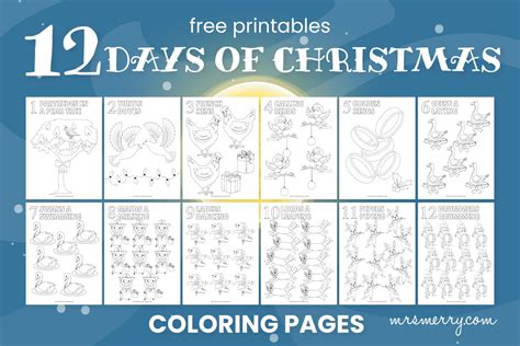 days  christmas printable coloring pages  merry