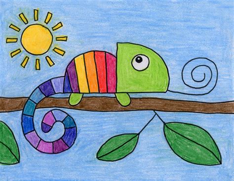 easy   draw  chameleon tutorial video  coloring page