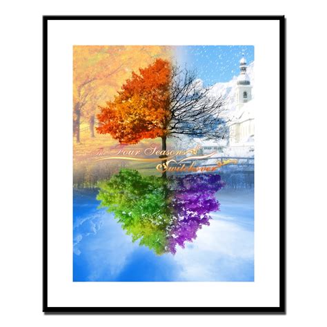 The Four Seasons Switchover Landscape Canvas Art Print Painting Poster