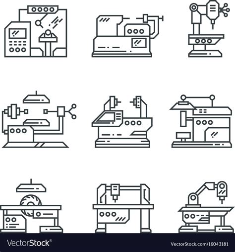 industrial machines  icons factory royalty  vector