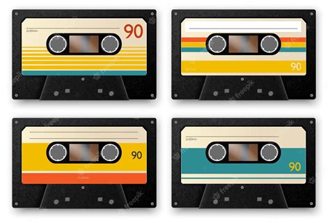 vector realistic vintage  cassette set   isolated