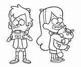 Gravity Falls Pines Mabel Dipper Playing Coloring Own Their Color sketch template