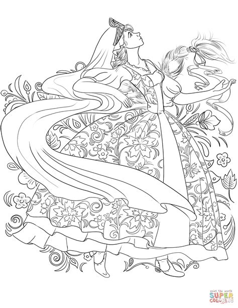 russian woman   traditional dress dancing coloring page