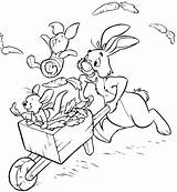 Rabbit Coloring Wheelbarrow Roo Piglet Pushes Inside Winnie Drawings Garden sketch template