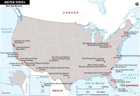 best spa resorts in usa map