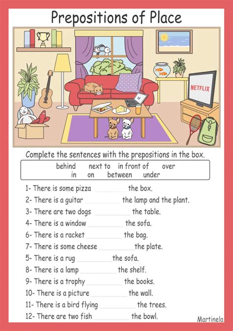 prepositions  place eso interactive worksheet