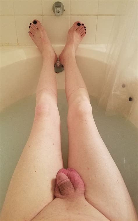 warm bath smooth sissy legs feet cock balls and asshole