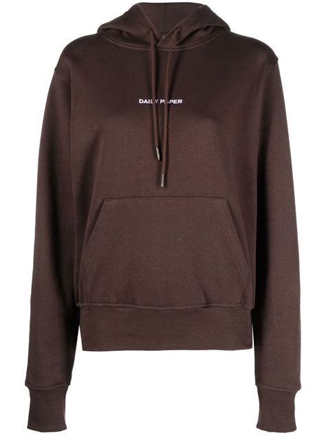 daily paper embroidered logo drawstring hoodie farfetch
